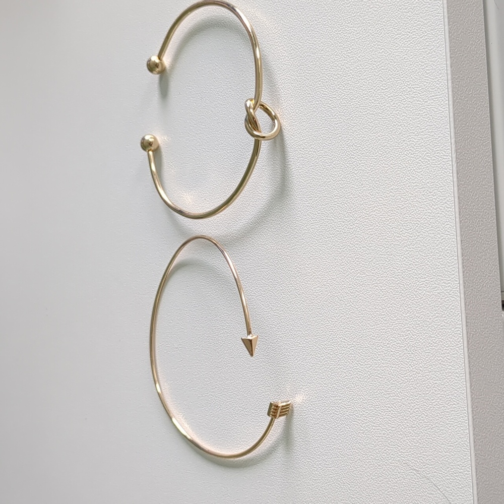 2 Gold Color Bangle Cuff Bracelets | Knot and Arrow